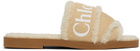 Chloé Beige Shearling Woody Flat Mules
