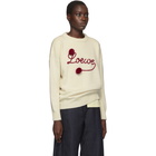 Loewe White Pom Pom Crewneck Sweater