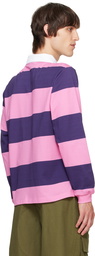 Sky High Farm Workwear Pink & Purple 'SHF' Rugby Polo