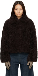 Yves Salomon Brown Lambskin Merino Jacket