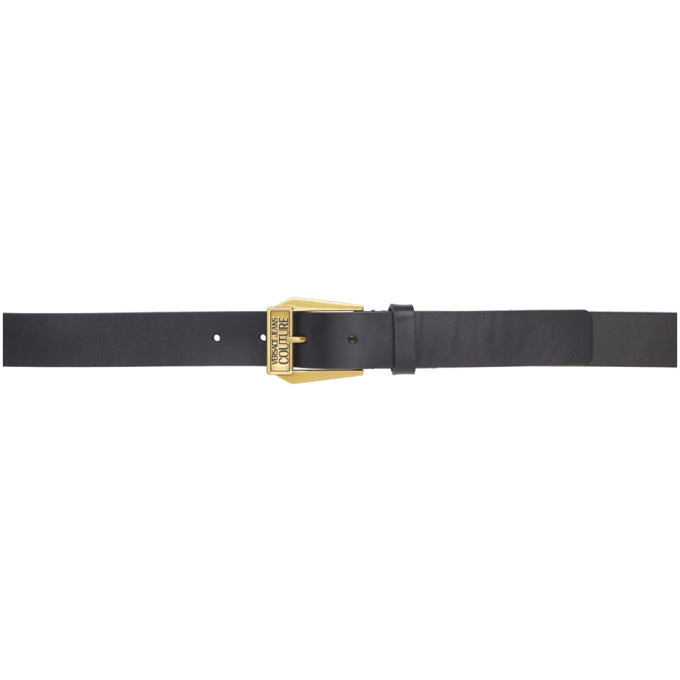 NWT Versace Belt Jeans Couture Collection, Black & Yellow with Gold Buckle, 90cm VERSACE JEANS COUTURE Black/Gold Signature Plate Buckle  main image 4