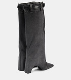 Coperni Leather-trimmed denim knee-high boots