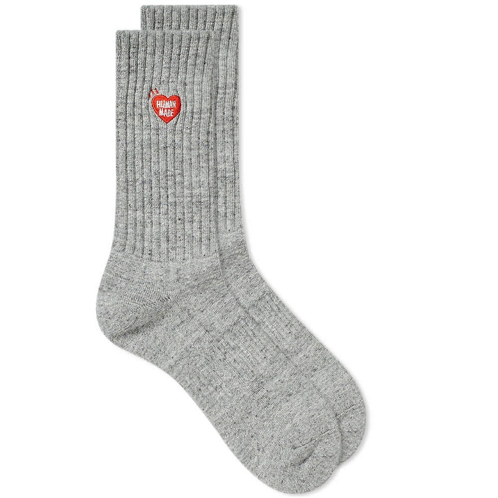 Photo: Human Made Heart Logo Pile Sock Grey