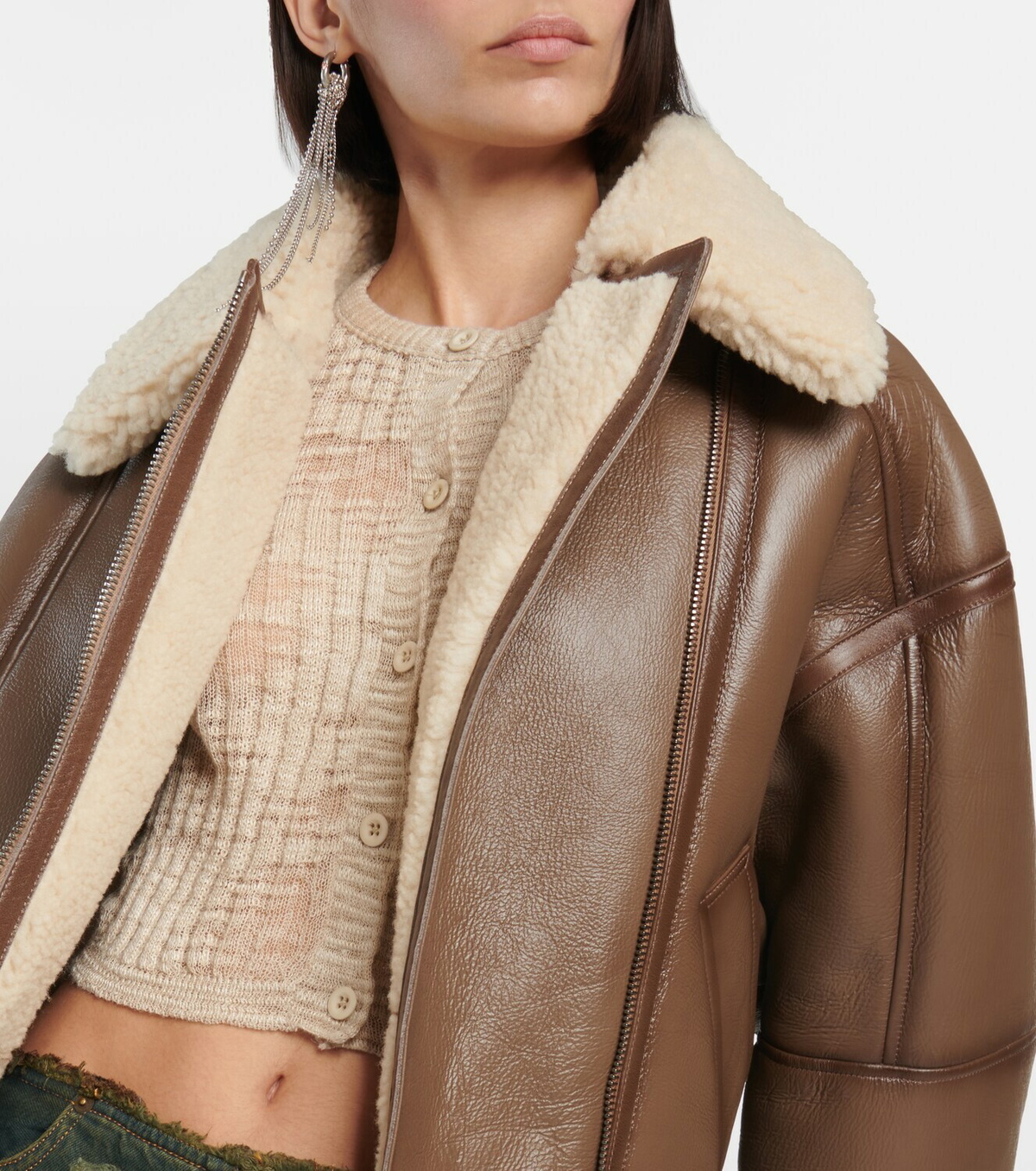 Acne Studios Lakota shearling-trimmed leather biker jacket Acne