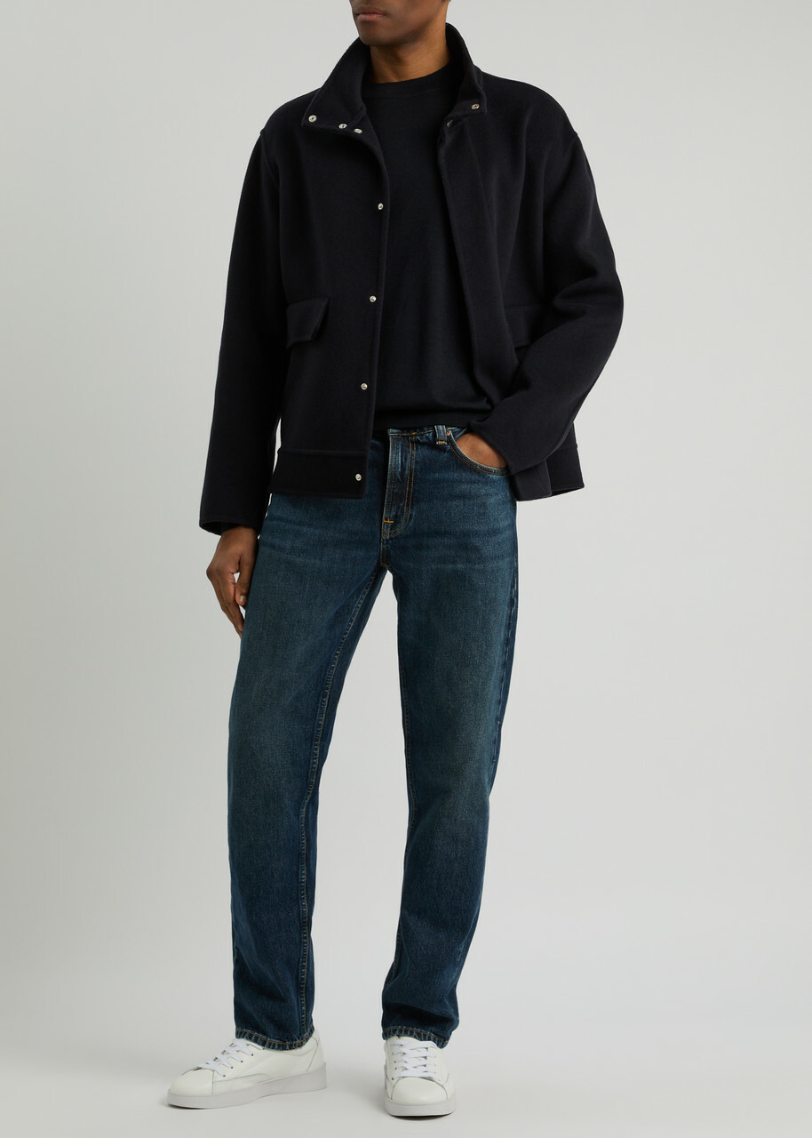 Emporio Armani Wool and Cashmere-blend Coat Navy