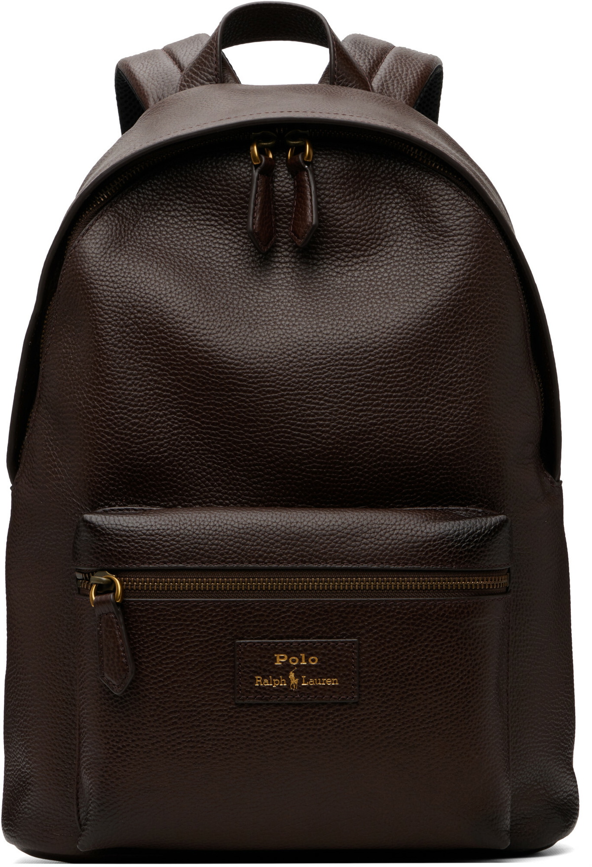Polo Ralph Lauren Brown Pebbled Leather Backpack