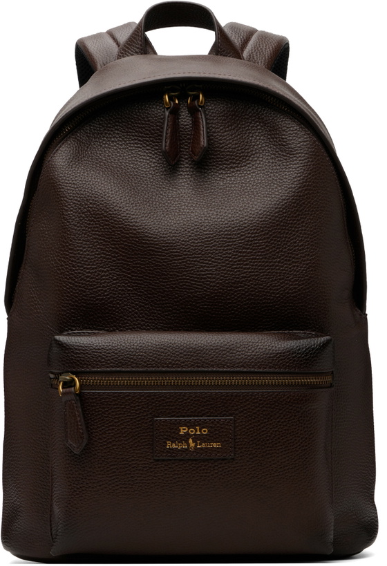 Photo: Polo Ralph Lauren Brown Pebbled Leather Backpack