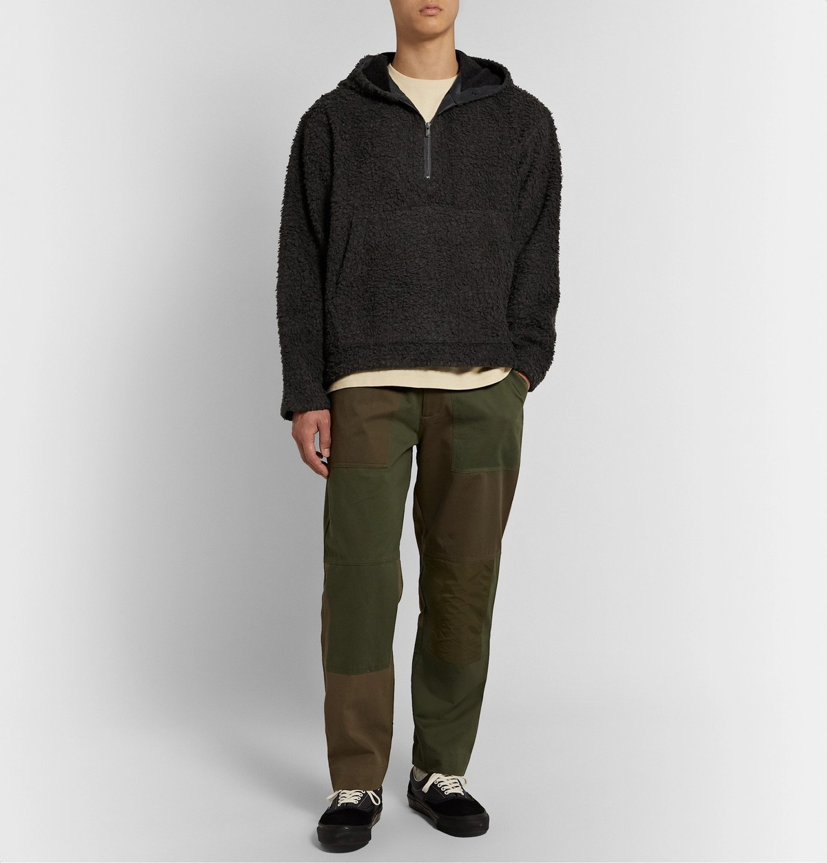 Pilgrim Surf Supply - Barnett Wool and Cotton-Blend Fleece Half-Zip Hoodie - Gray