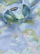 TOM FORD - Button-Down Collar Floral-Print Lyocell-Blend Shirt - Blue