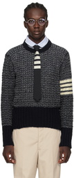 Thom Browne Navy 4-Bar Sweater