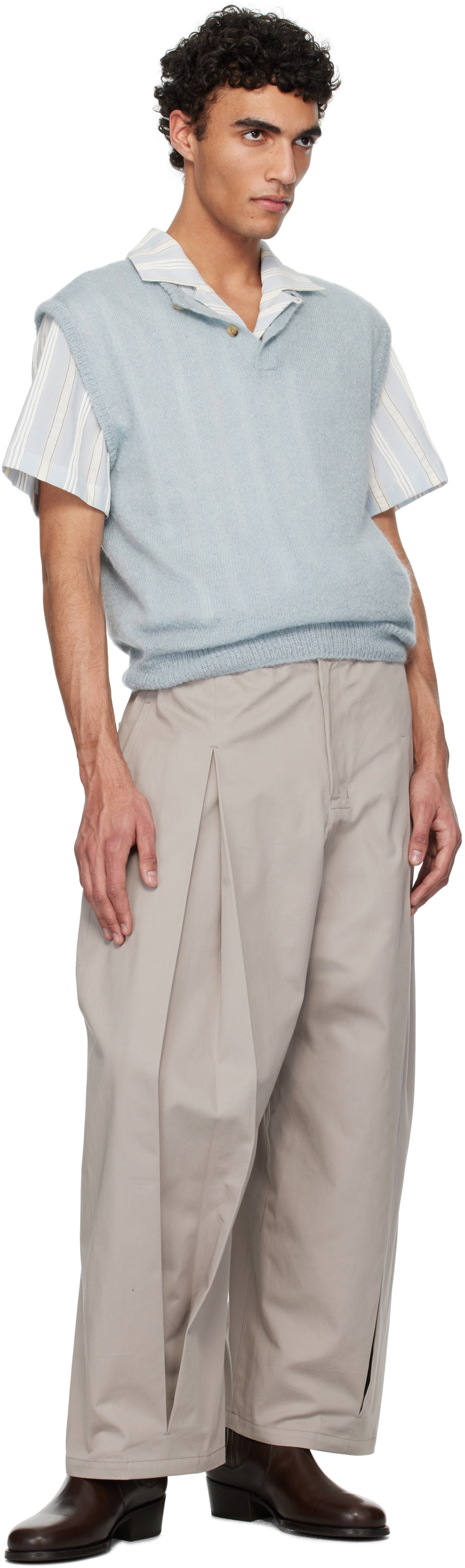 SAGE NATION Gray Box Pleat Trouser SAGE NATION