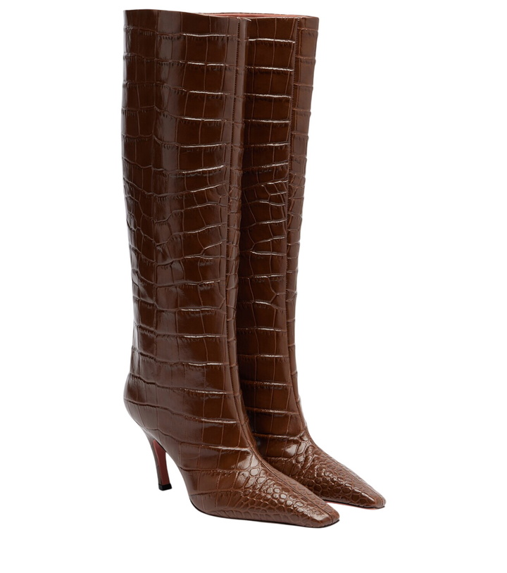 Photo: Amina Muaddi Mona croc-effect leather knee-high boots
