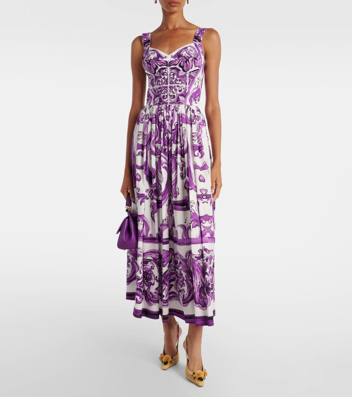 Dolce&Gabbana Majolica cotton corset maxi dress