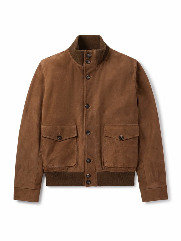 Photo: Incotex - Suede Bomber Jacket - Brown