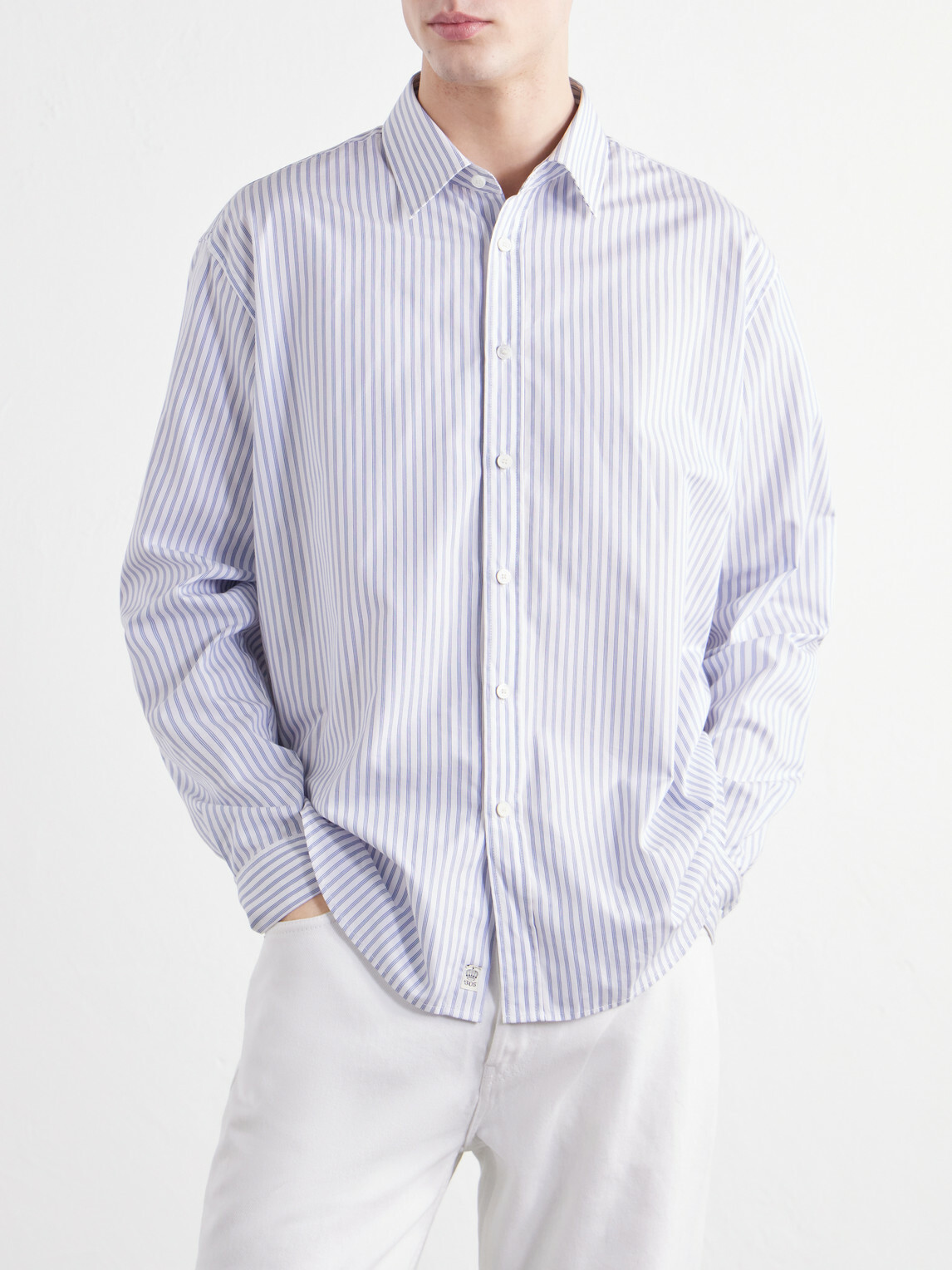 TOTEME - Striped Cotton-Poplin Shirt - Blue