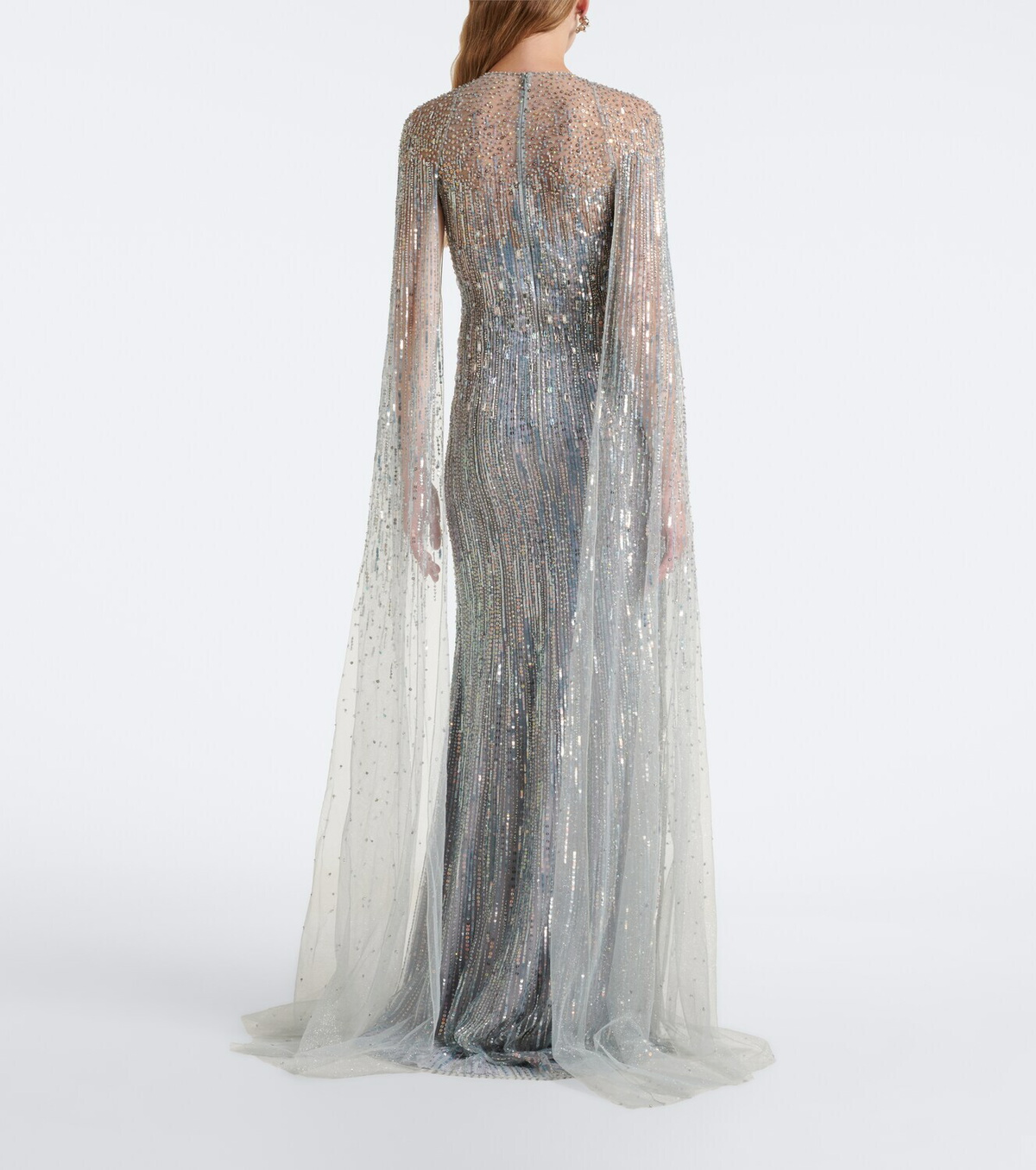 Jenny Packham Cosmic Dust embellished caped gown