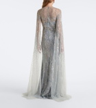 Jenny Packham Cosmic Dust embellished caped gown