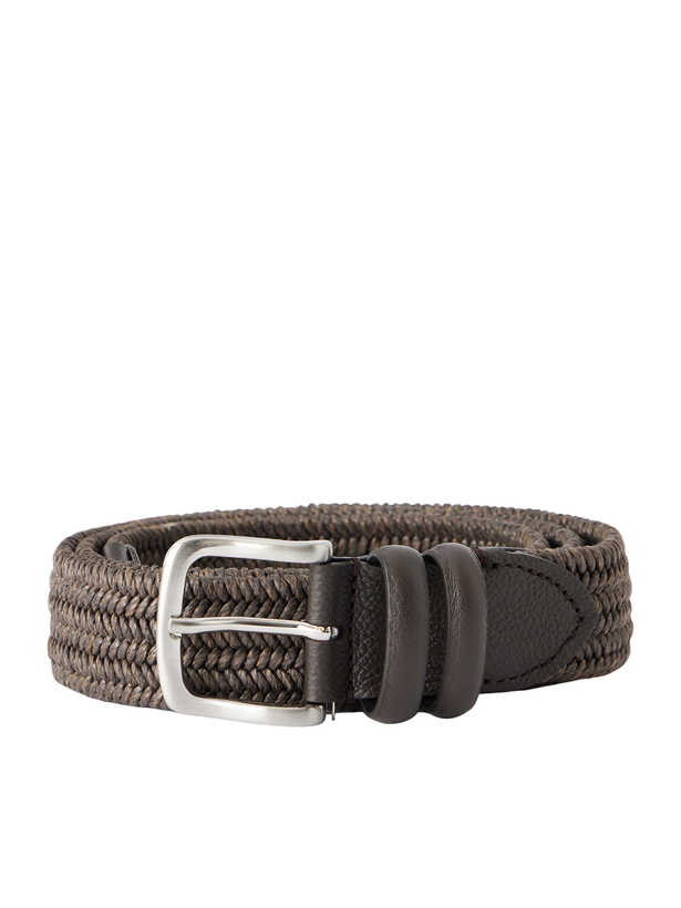 Photo: Mr P. - 3.5cm Leather-Trimmed Woven Belt - Brown