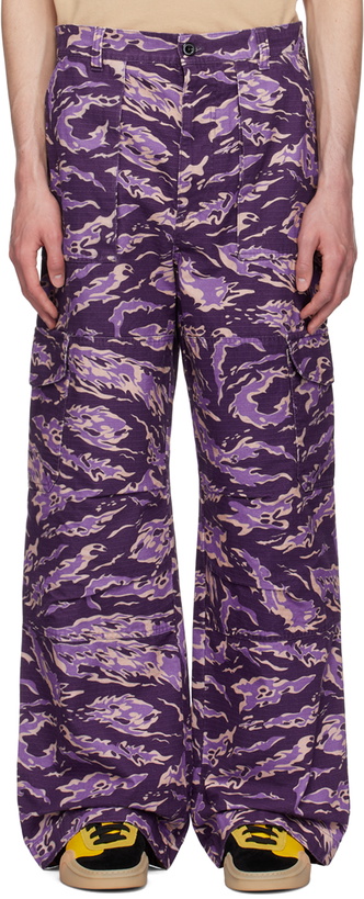 Photo: Acne Studios Purple Relaxed-Fit Cargo Pants