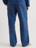 TEKLA - Checked Organic Cotton-Flannel Pyjama Trousers - Blue