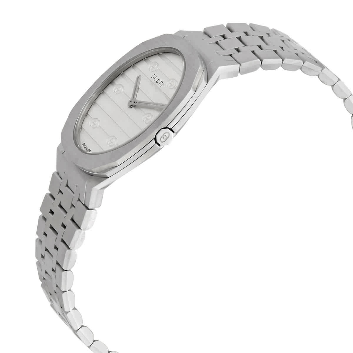 Gucci 25H Quartz Silver Dial Ladies Watch YA163501 Gucci