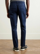Onia - Slim-Fit Pleated Garment-Dyed Stretch-Cotton Drawstring Trousers - Blue