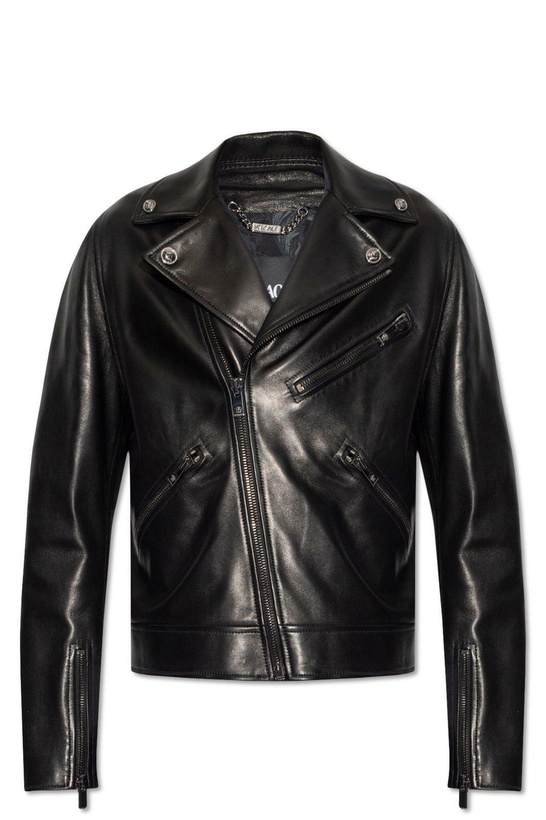 Photo: Versace Zip-up Leather Biker Jacket