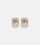 Stone and Strand Shield Of Strength 14kt gold earrings with diamonds and aquamarine
