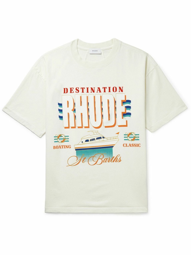 Photo: Rhude - Printed Cotton-Jersey T-Shirt - Neutrals