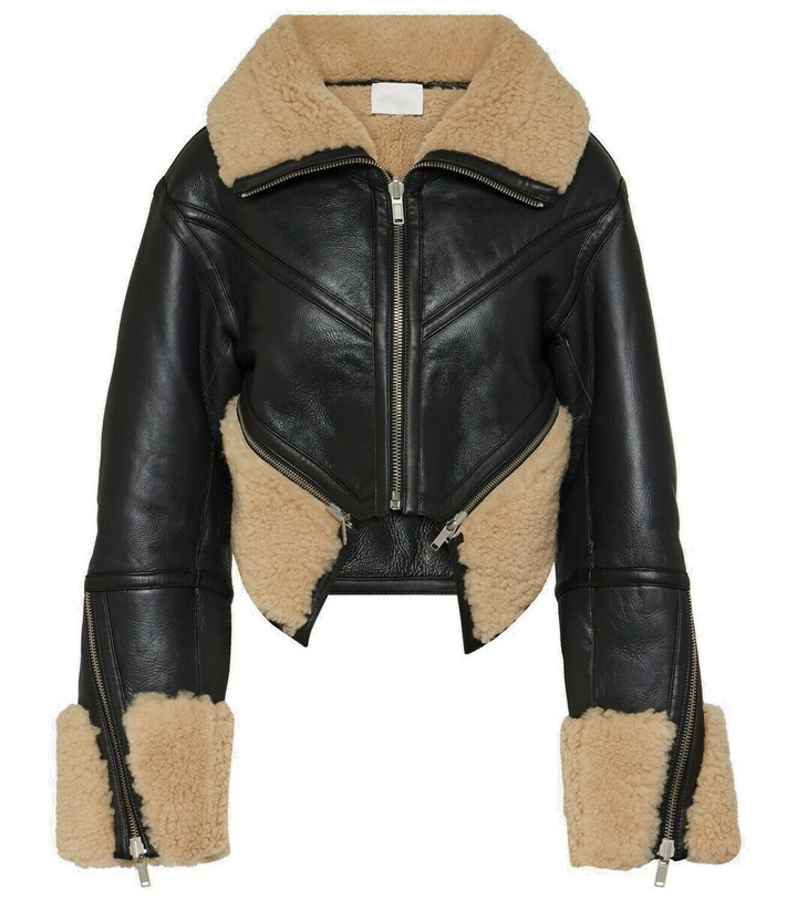 Photo: Dion Lee Reversible leather and shearling cropped jacket