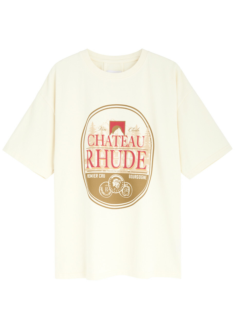 Rhude Premier Cru Printed Cotton T-shirt Cream