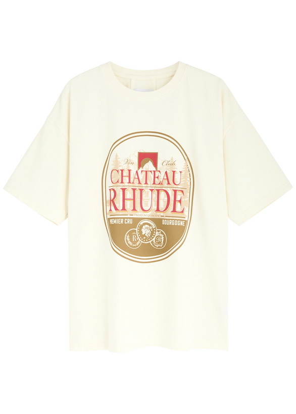 Photo: Rhude Premier Cru Printed Cotton T-shirt Cream