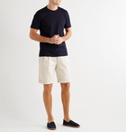 Brunello Cucinelli - Pleated Checked Stretch-Cotton Twill Drawstring Shorts - Neutrals