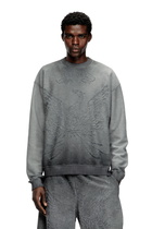 Diesel Faded sweatshirt with devoré Phoenix logo - Sweaters Mens in Grey