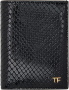 TOM FORD Black Printed Python Folding Card Holder