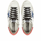 Golden Goose Men's Superstar Leather Sneakers in White/Bluette/Red