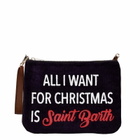 MC2 Saint Barth Parisienne Velvet Cross-body Pouch Bag With All I Want For Christmas Is Saint Barth Embroidery
