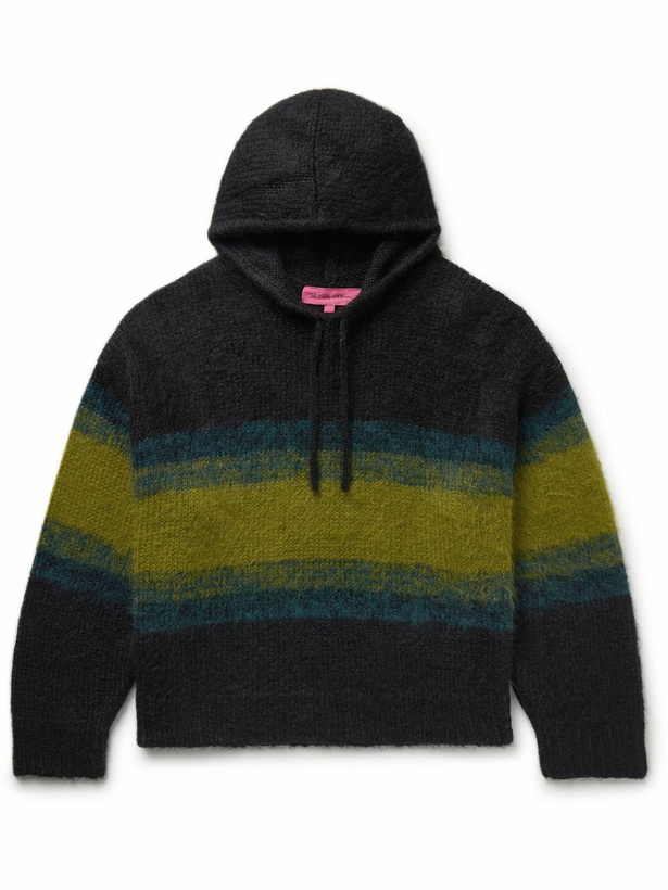Photo: The Elder Statesman - Thistle Shadow Striped Alpaca-Blend Hoodie - Black