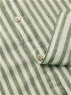 Boglioli - Cutaway-Collar Striped Linen and Cotton-Blend Shirt - Green