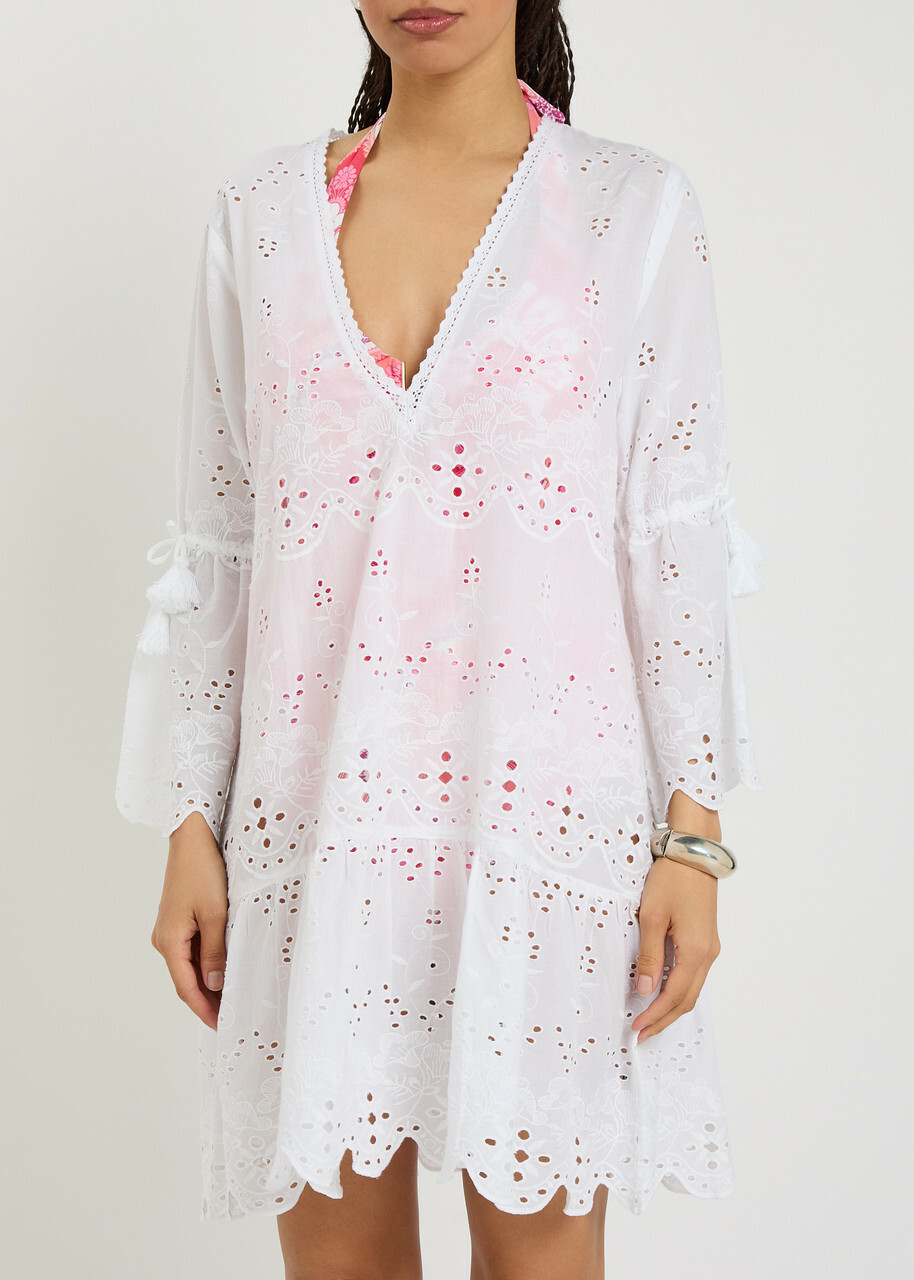 Melissa Odabash May Embroidered Cotton Mini Dress White