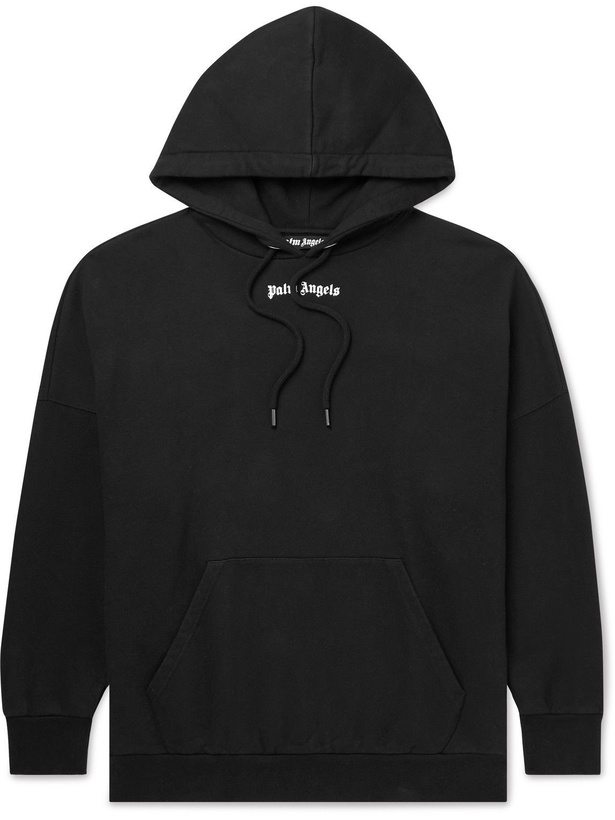 Photo: Palm Angels - Logo-Print Cotton-Jersey Hoodie - Black