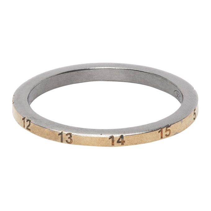 Maison Margiela SSENSE Exclusive Gold and Silver Thin Numbers Ring