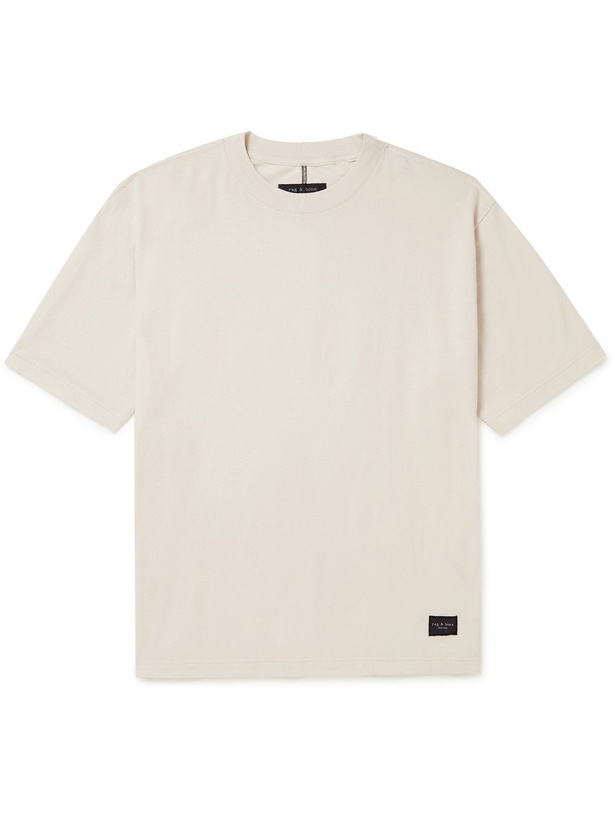 Photo: Rag & Bone - Future Staples Logo-Appliquéd Cotton-Jersey T-Shirt - Neutrals