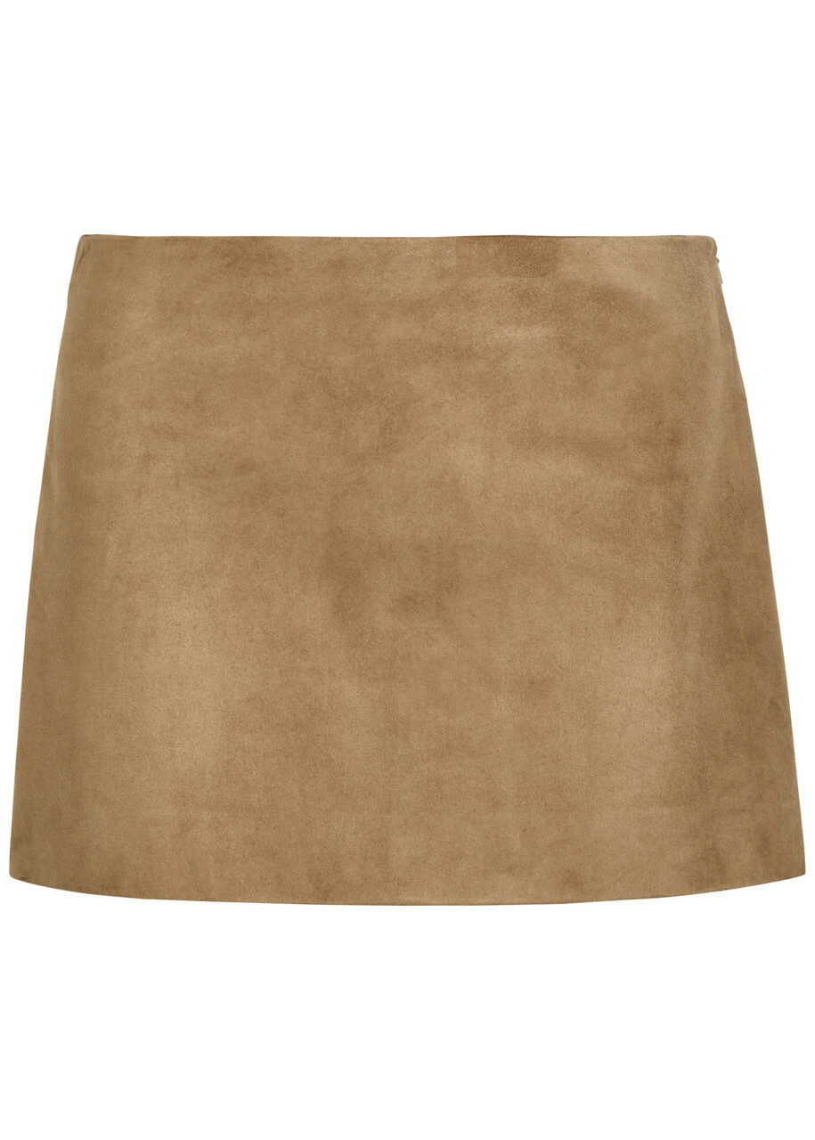 Khaite Jett Suede Mini Skirt Khaki