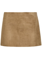 Khaite Jett Suede Mini Skirt Khaki