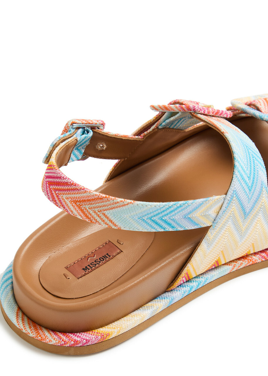 Missoni Mia Wave Zigzag Leather Sandals Pink/Yellow Missoni