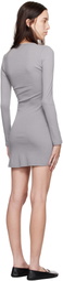 Gil Rodriguez Gray Long Sleeve Bellevue Minidress