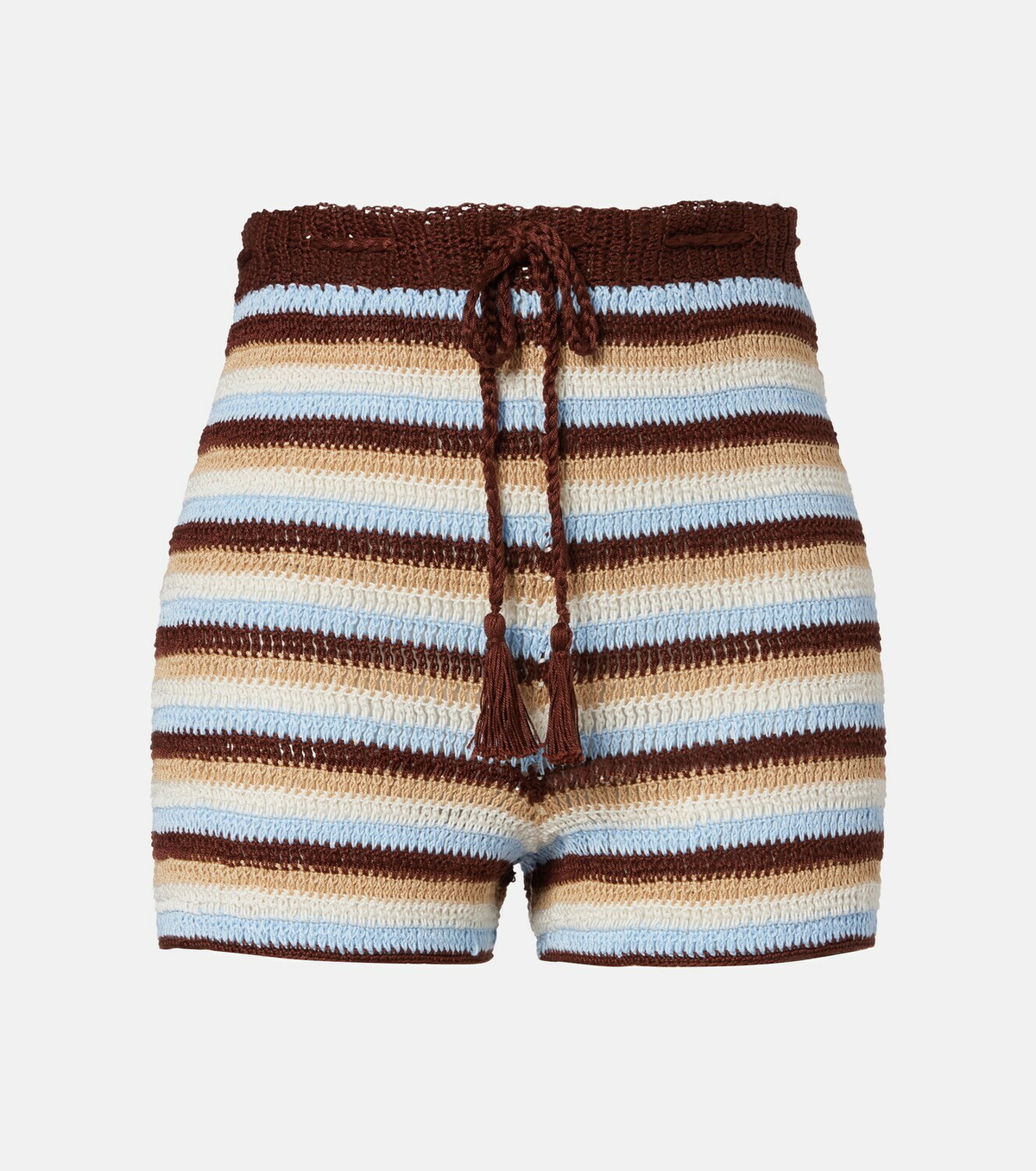 Anna Kosturova Striped cotton crochet shorts