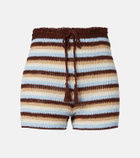 Anna Kosturova Striped cotton crochet shorts
