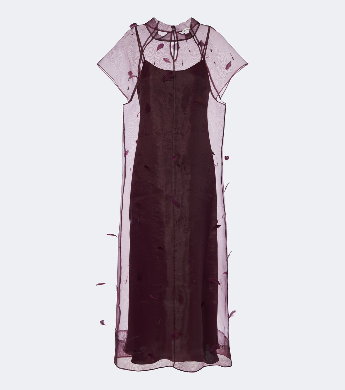 Simkhai Pauline feather-trimmed organza midi dress